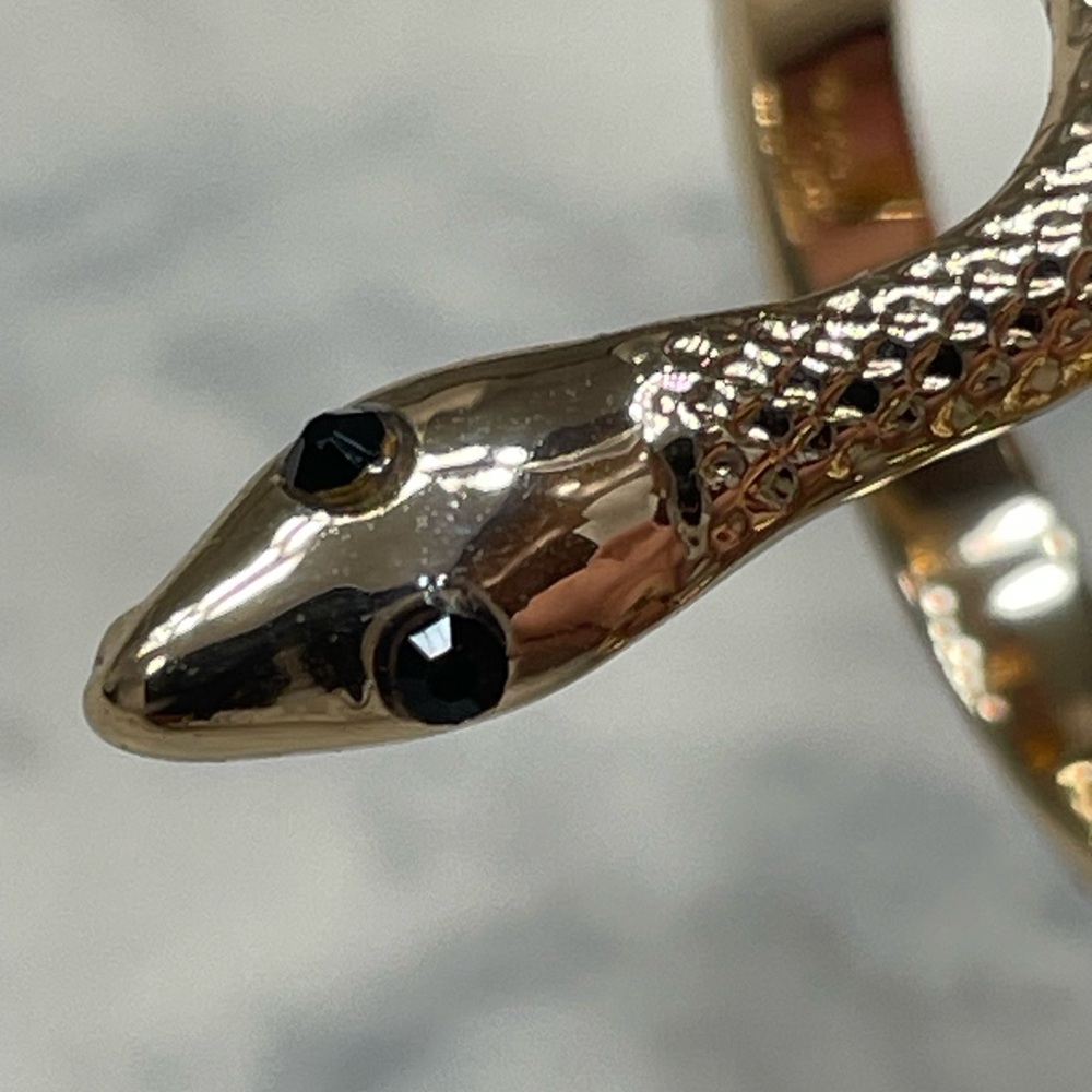 Unique Gold Tone Double Finger Snake Ring Size 7.75 Serpent Wrap Statement Ring - Picture 7 of 15